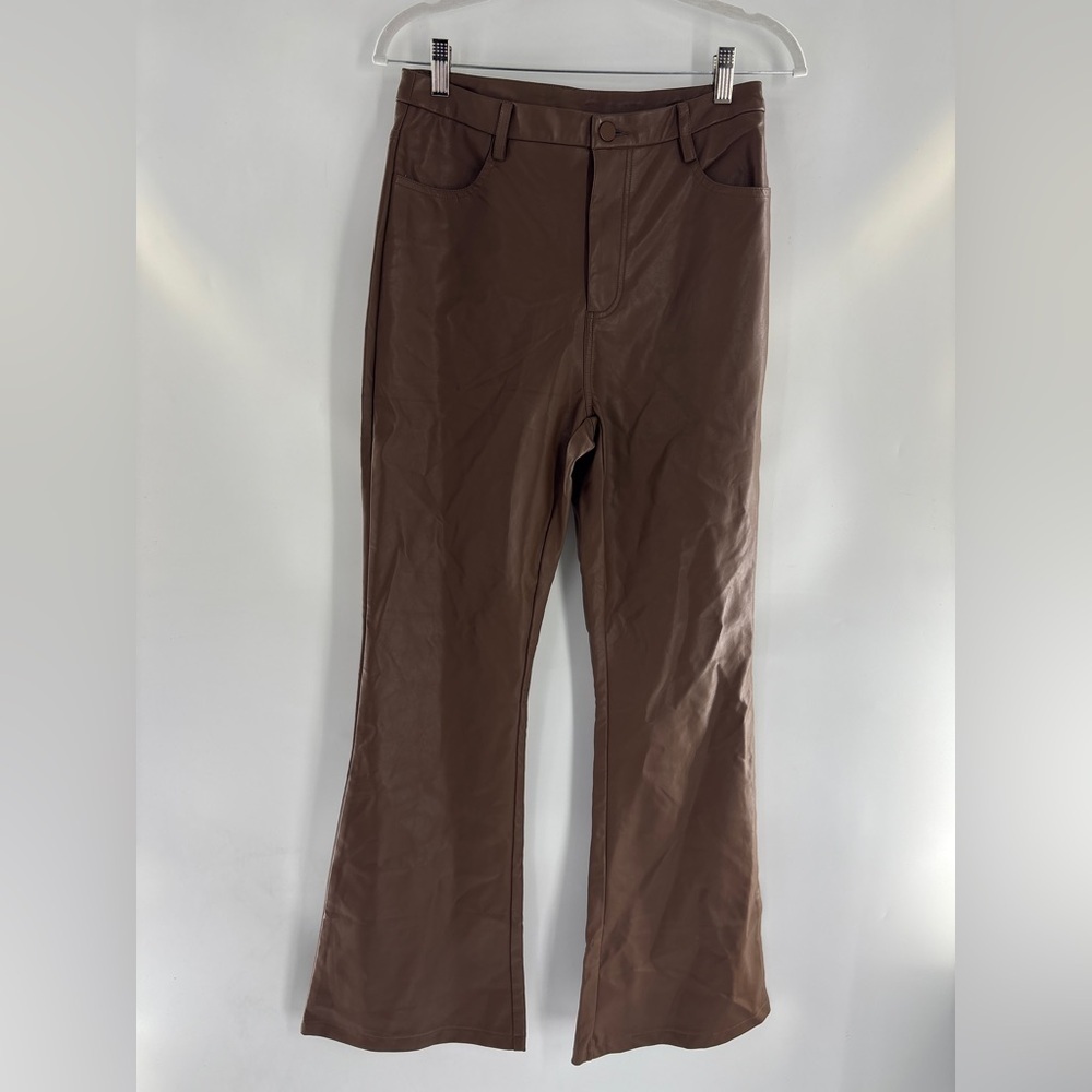 PacSun Brown Leather Flare Pants - Picture 6 of 14